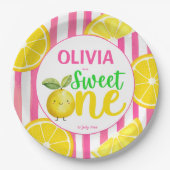スイートワンピンクのレモネード誕生日パーティー ペーパープレート (正面)