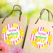 スイートワンピンクのレモネード誕生日パーティー ラウンドシール