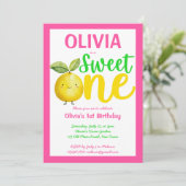 スイートワンピンクのレモネード誕生日パーティー 招待状 (スタンド正面)