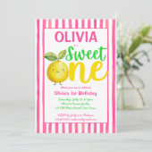 スイートワンピンクのレモネード誕生日パーティー 招待状 (スタンド正面)