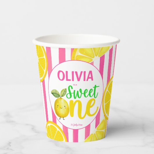 スイートワンピンクのレモネード誕生日パーティー 紙コップ (正面)