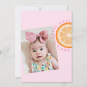 スイートワンピンクフルーツ最初の誕生日写真 招待状 (裏面)