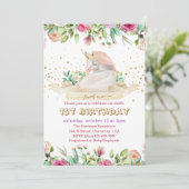 スイートワンマジカルユニコーンベビーガールファースト誕生日 招待状 (スタンド正面)