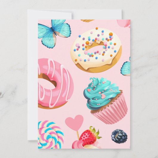 スイートワン誕生日招待状パステルスイーツインビ 招待状 (裏面)