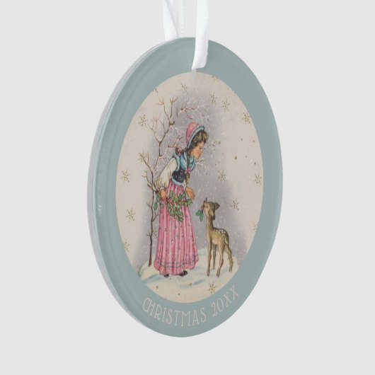 スイートヴィンテージクリスマスシーンガールガウン オーナメント (正面)
