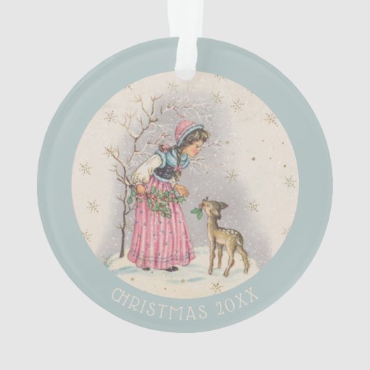 スイートヴィンテージクリスマスシーンガールガウン オーナメント (裏面)
