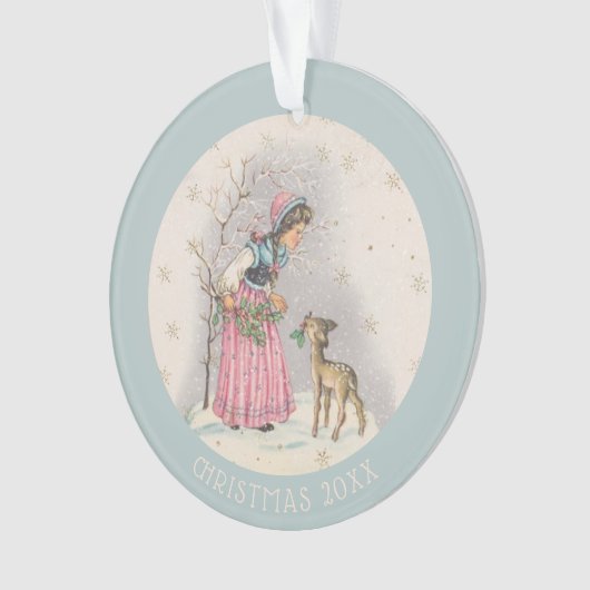 スイートヴィンテージクリスマスシーンガールガウン オーナメント (正面)
