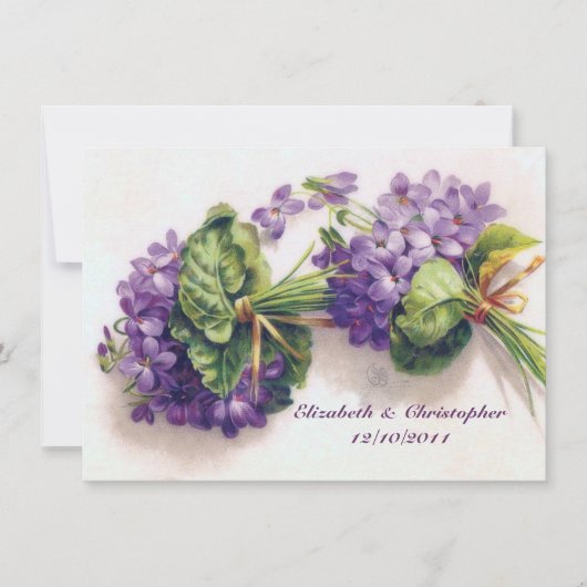 スイートヴィンテージバイオレ結婚ットフラワーズブーク 招待状 (正面)