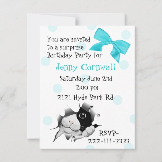 スイート子猫顔誕生日パーティーの招待 招待状 (正面)