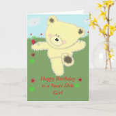 スイート小さな女の子 カード (黄色い花)