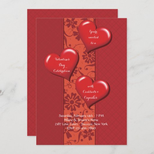 スイート歓喜バレンタインデイ招待状 招待状 (正面/裏面)