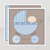 スイート男の赤ちゃんインキャリッジベビーシャワー招待状 招待状 (正面/裏面)