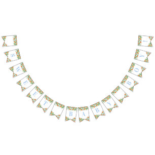 スイート男の赤ちゃんカンキツパウダーブルーベビーシャワー バンティングフラッグ