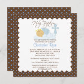 スイート男の赤ちゃん&クロスホリーバプテスマ 招待状 (正面/裏面)