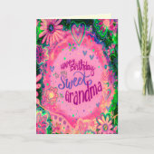 スイート祖母誕生日フローラピンクかわいらし カード (正面)