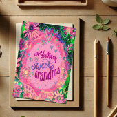 スイート祖母誕生日フローラピンクかわいらし カード