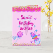 スイート誕生日ウィッシュ カード (黄色い花)