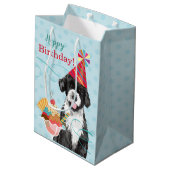 スイート誕生日ポルトガル水犬 ミディアムペーパーバッグ (裏面アングル)