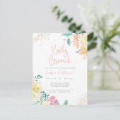 スイート金ゴールド赤面ピンクフローラベビーシャワーブランチ インビテーションポストカード (スタンド正面)