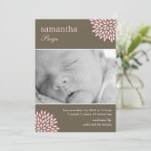 スイート開花·ベビー·ガール誕生発表 案内状 (スタンド正面)