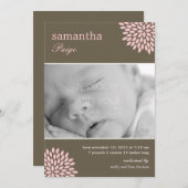 スイート開花·ベビー·ガール誕生発表 案内状 (正面/裏面)