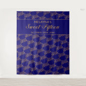 スイート15 ブルーとゴールドの誕生日パーティー 背景 タペストリー (正面)