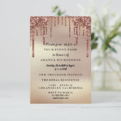 スイート16のローズフラワープリントドレスにグリッターが垂れる グラム 招待状 (スタンド正面)