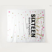 スイート16の誕生日写真ブースの背景バナー タペストリー (正面(横))