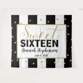 スイート16の誕生日写真ブースの背景バナー タペストリー (正面(横))