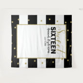 スイート16の誕生日写真ブースの背景バナー タペストリー (正面(横))