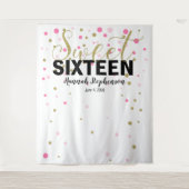 スイート16の誕生日写真ブース背景バナー タペストリー (正面)