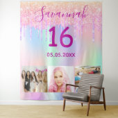 スイート16の誕生日写真 レインボー ローズゴールド ピンク タペストリー (インサイチュ)