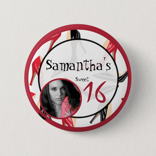 スイート16ウメンズシューズハイヒールスチレトスボタン 缶バッジ (正面)
