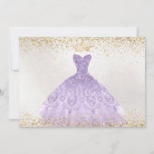 スイート16グリッターズガウンダスティパープル薄紫金ゴールド 招待状 (裏面)