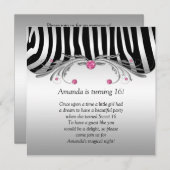 スイート16シルバーブラックゼブラピフェイクンク宝石 招待状 (正面/裏面)