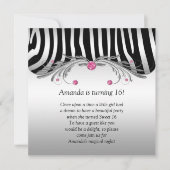 スイート16シルバーブラックゼブラピフェイクンク宝石 招待状 (正面)