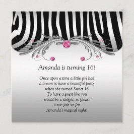 スイート16シルバーブラックゼブラピフェイクンク宝石 招待状