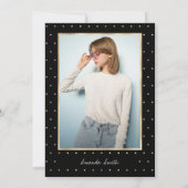 スイート16スクリモダンプトゴールドフォイルブラック誕生日  招待状 (裏面)