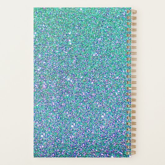 スイート16ターコイズブルーグリッターガパーソナライズされたール プランナー手帳 (裏面)