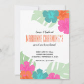 スイート16トロピカル誕生日ルアウ（ハワイ式宴会）ブライトフローラ 招待状 (正面)