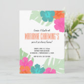 スイート16トロピカル バースデー ルアウ 明るい花 招待状 (スタンド正面)