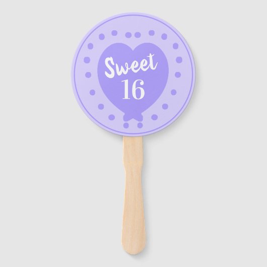 スイート16ハッピーバースデーパープルハート個人名 ハンドファン (正面)