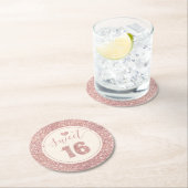 スイート16バラ金ゴールドフェイクグリッター誕生パーティー ラウンドペーパーコースター (インサイチュ)