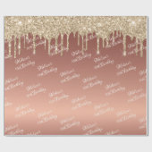 スイート16バラ金ゴールド誕生日 ラッピングペーパー (フラット)