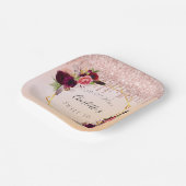 スイート16バラ金ゴールド赤面グリッターフローラ幾何学的 ペーパープレート (傾斜あり)