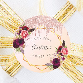 スイート16バラ金ゴールド赤面グリッターフローラ幾何学的 ラウンドシール