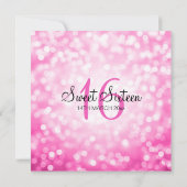 スイート16バースデーパーティーピンクグリッター灯 招待状 (裏面)