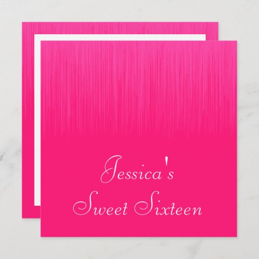 スイート16バースデーパーティーホットピンクスタティック 招待状 (正面/裏面)
