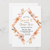 スイート16バースデーパーティー秋秋の花オーバーン 招待状 (正面/裏面)