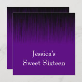 スイート16バースデーパーティー紫黒スタティック 招待状 (正面/裏面)